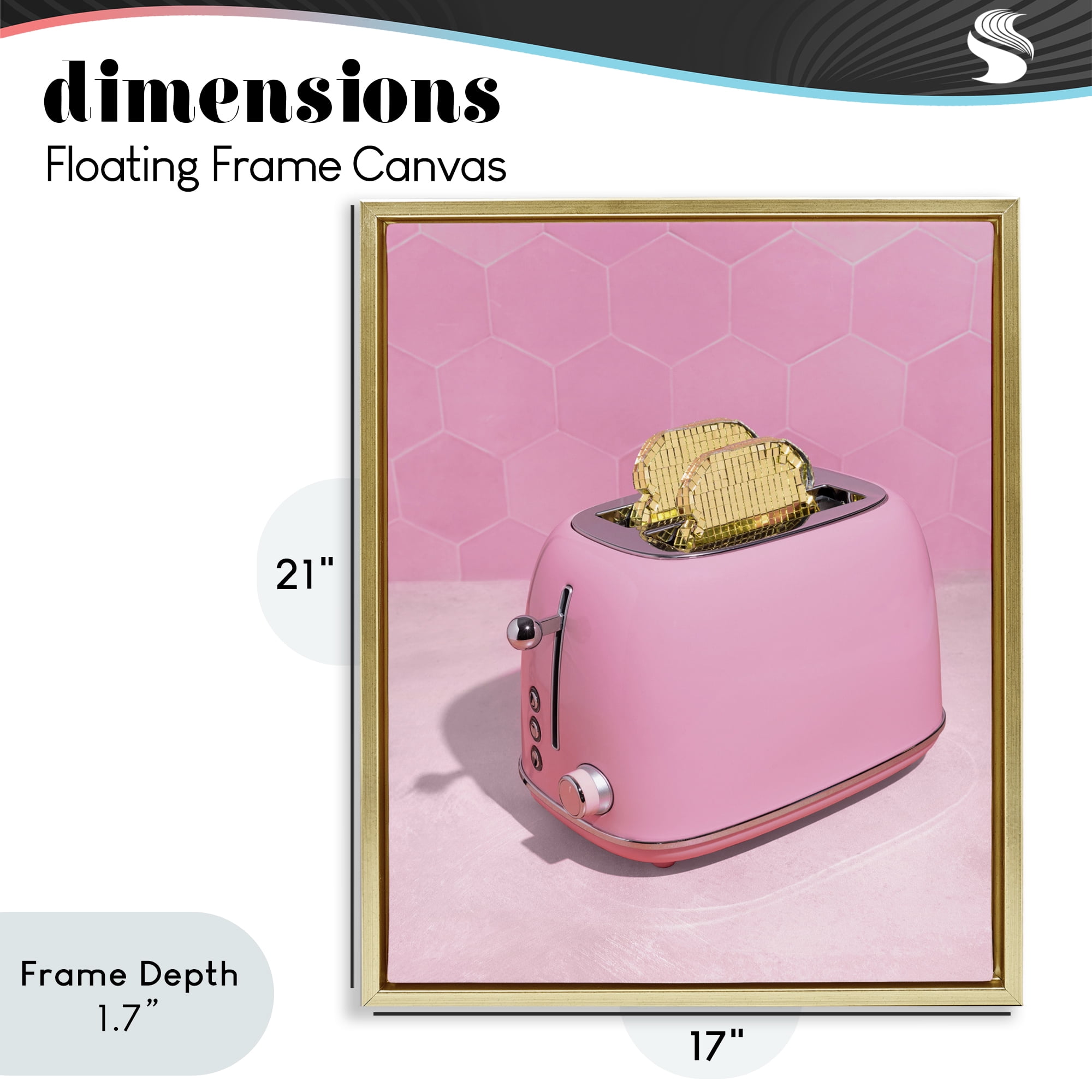 Stupell Industries Golden Toaster over Pink Gold Framed Floater Canvas Wall Art, design by LISH Creative
