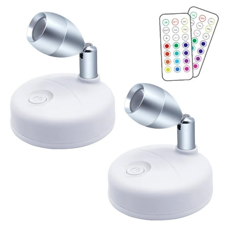 

Eccomum 13 Colors Changing RGB LEDs Under Cabinet Lamp 2 PCS with 2 * Controller Brightness Adjustable Dimmable 30/60Mins Timing Supported 13 Colors Changing/ Smooth/ Fade 2 Modes 3* AA Operated Po