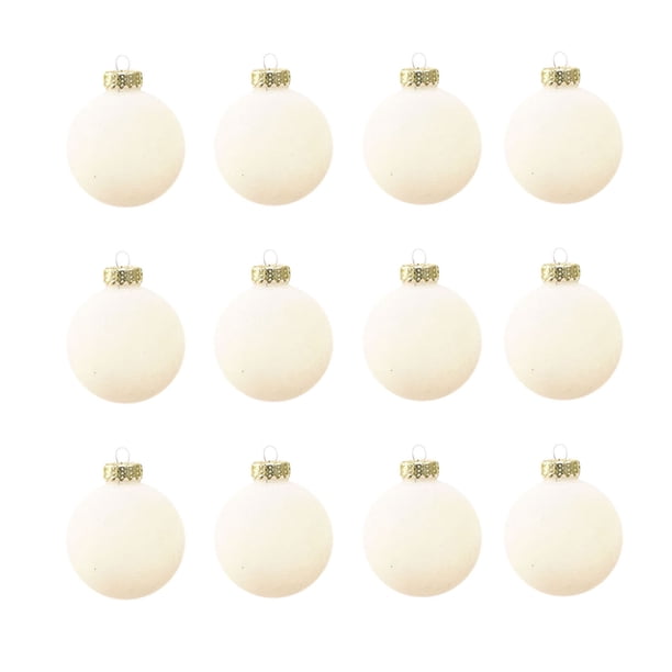 12 Bolas Navideñas de Terciopelo Flocadas, Adornos Navideños de Plástico, Adornos Colgantes Decorativos para Árbol de Navidad, Decoración de 2,4 Pulgadas
