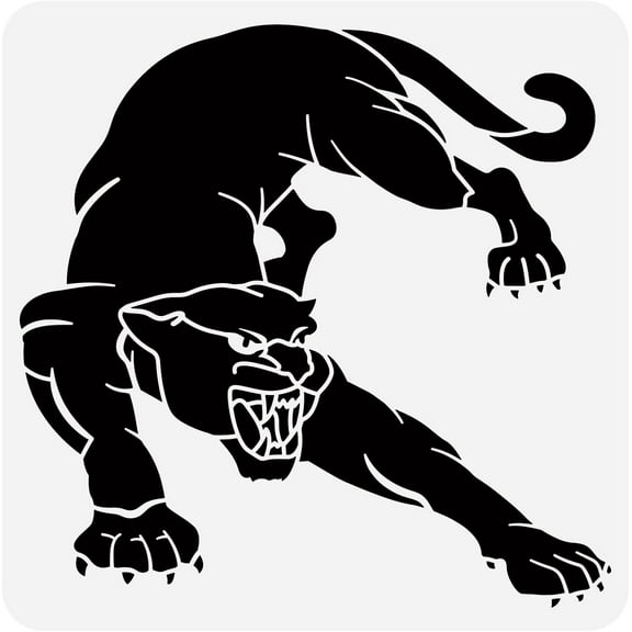Panther Painting Stencil 11.8x11.8inch Large Leopard Pattern Drawing Template Square Panther Beast with Fangs Claws Stencil for Painting Animal Theme Template for DIY Crafts Decor