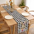 thumbnail image 3 of Bunny Easter Table Runner - 70 Inch Long, Kitchen Dining Table Runner Dresser Scarves, Black Plaid Spring Floral Pastoral Retro Art Farmhouse Decor for Coffee Tables Wedding Party Banquet, 3 of 8