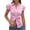 Pink, variant on Short Sleeve Summer Women Solid Button Down V Neck Puff Sleeve Slim Blouse