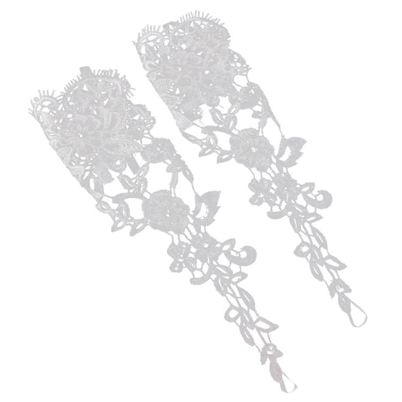 White Lace Fingerless Elbow Long Gloves W Rhinestone For Wedding Bridal Prom