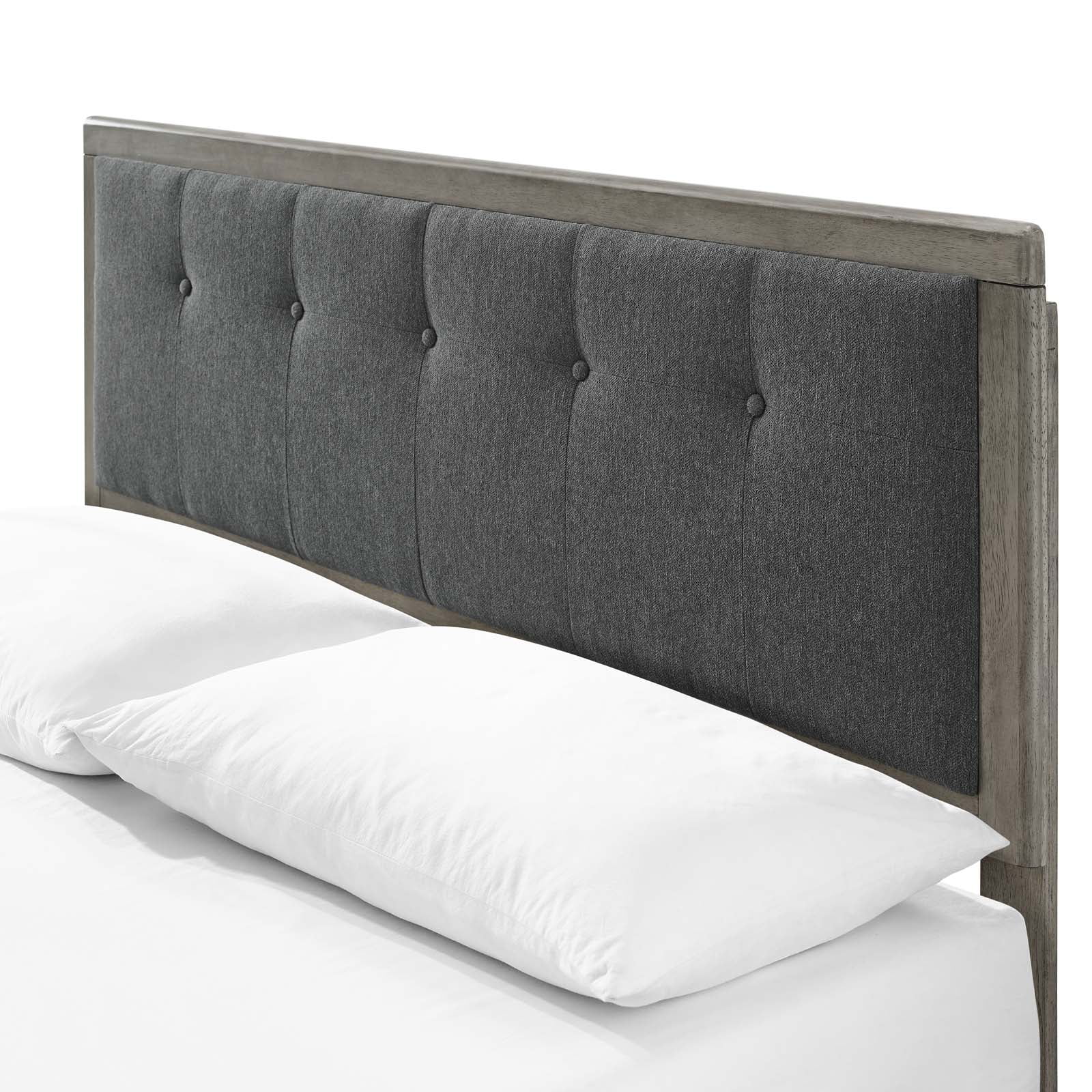 Platform Bed Frame, King Size, Wood, Grey Gray, Modern Contemporary Urban Design, Bedroom Master Guest Suite