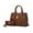 Solid Cognac, variant on Christine Solid Vegan Leather Women's Satchel Handbag & Wristlet Wallet, Sleek Top-handle Purse 2 pcs Handbag by Mia K