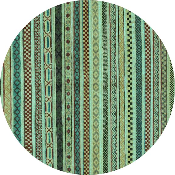 Ahgly Company Indoor Round Oriental Light Blue Modern Area Rugs, 3' Round