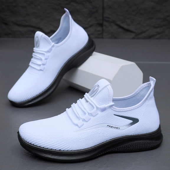 Homeyce Men's Running Shoes Comfortable Sneakers Breathable Mesh Lightweight Non Slip Wear Resistant Quick Dry Round Toe for Gym Walking Hiking Driving Daily Use,White 46(US-11)