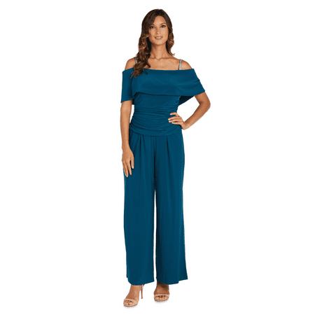R&M Richards Off the Shoulder Jumpsuit with Ruched Bodice - Petite