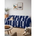thumbnail image 6 of Navy Blue Knot Couch Cover for 2 Cushion Couch, Nautical Striped Monochrome Ocean Washable Love Seat Sofa Covers Slipcover, Throw Sofa Covers for Pets, Furniture Protector 71"x102", 6 of 9