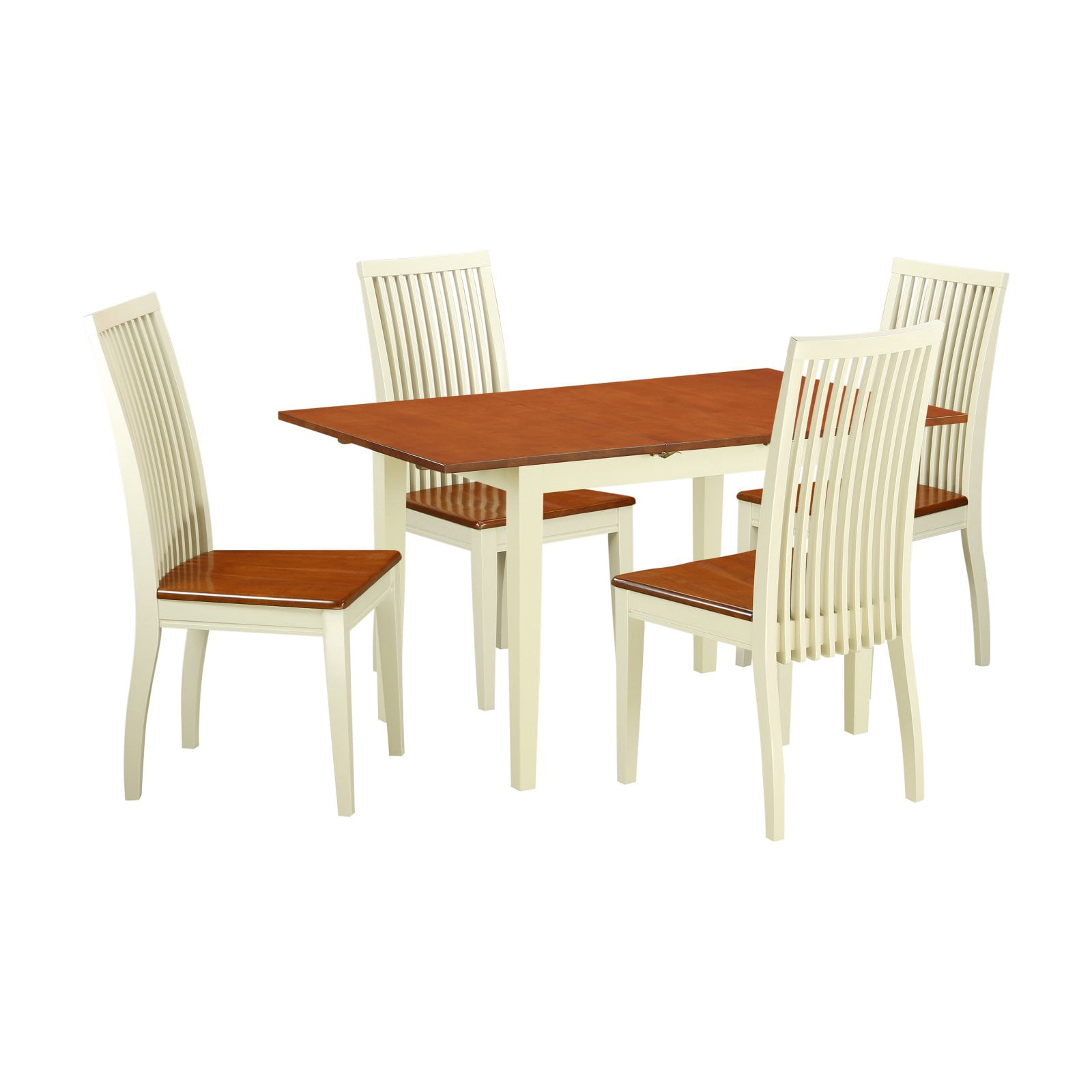 East West Furniture 5 Piece Norfolk Dining Table Set with Wood Seat