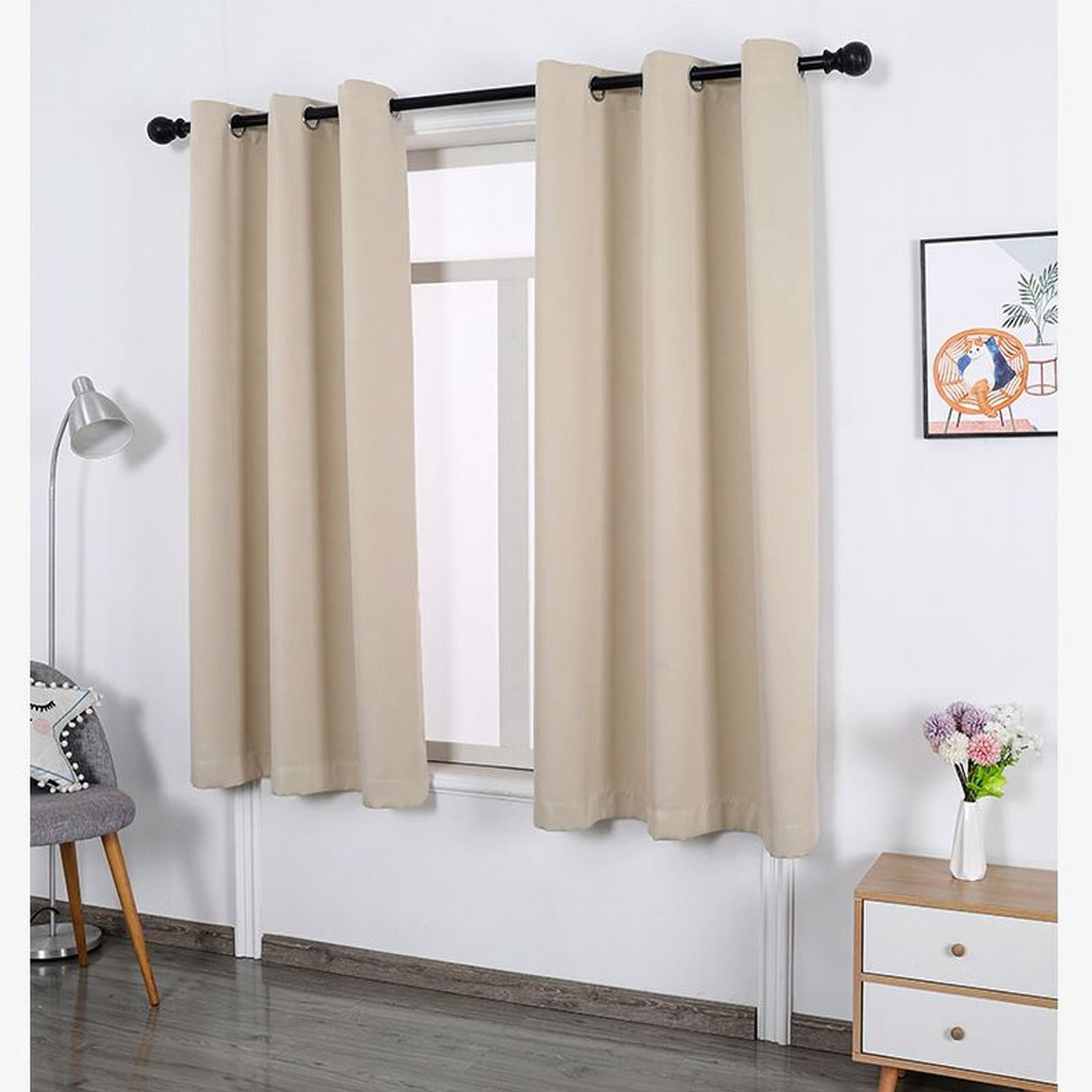 2X Curtains Darkening Thermal Insulated Curtain Panels for Living Room Blue Color Shower Curtain Set Bath Partition Curtain No Drilling Curtain