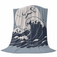 thumbnail image 6 of Blue Dog Blanket Soft Cozy Warm Throw Blanket for Couch, Plush Fuzzy Flannel Fleece Blankets for Sofa, Waves Abstract Art Dynamic Modern Bed Blankets Lightweight Gifts for Women, 40"x60", 6 of 9