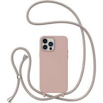 Crossbody Case for iPhone 14 Pro Max with Lanyard Strap Adjustable Rope Liquid Silicone Soft Cover for iPhone 14 Pro Max 6.7 inch-Pink