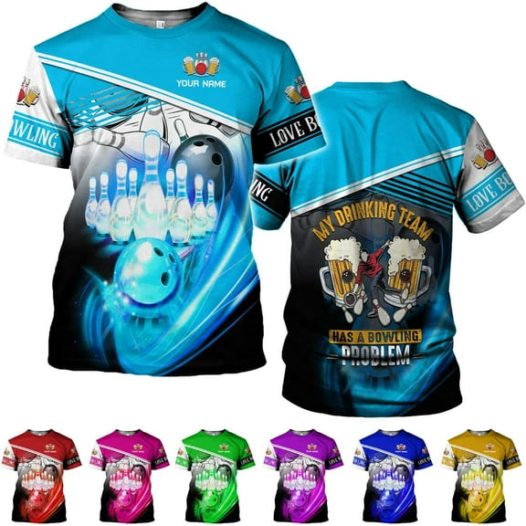 Custom Bowling Shirts, Personalized Name Bowling Shirts Unisex, Bowling Jerseys for Men & Women, Team Bowling Shirt Gift (Teal, S)