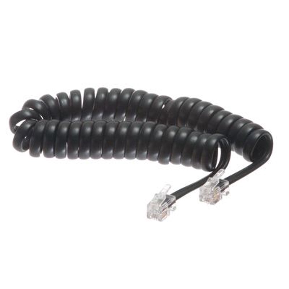 ECore Cables Black Coiled Telephone Handset Cord Short 6 Foot Length