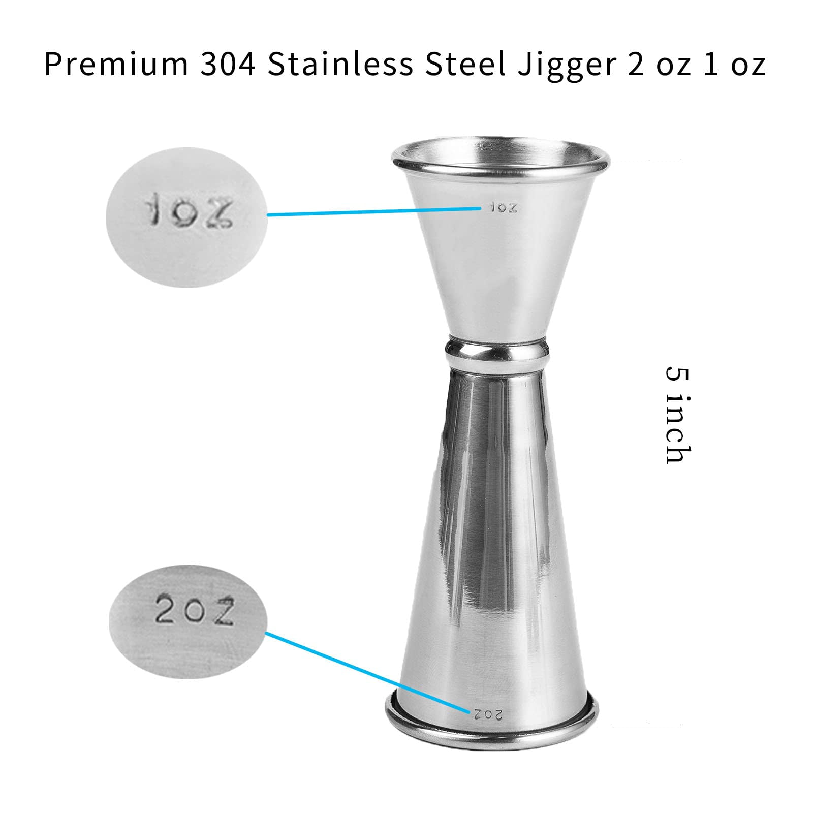 Homestia Cocktail Jigger for Bartending 2oz 1oz Double Jigger 18/8  Stainless Steel Rose Gold Jigger with Measurements Inside - Yahoo Shopping