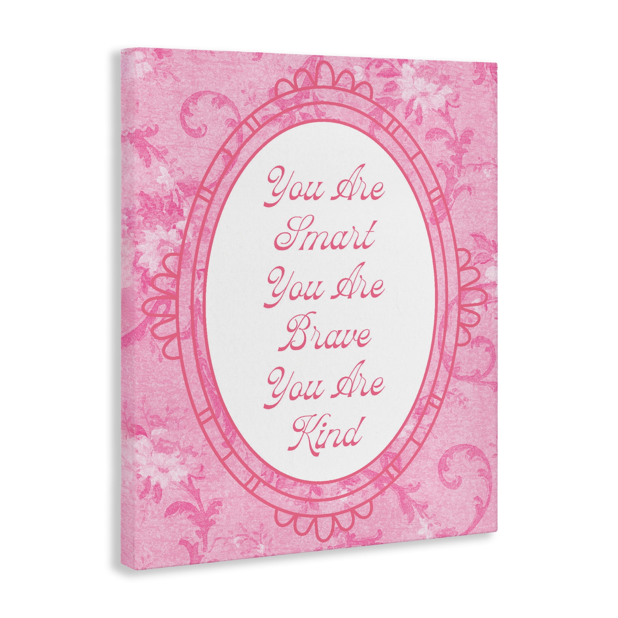 Stupell Industries Smart Brave & Kind Ornate Pink Canvas Wall Art, design by Lil' Rue