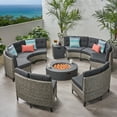 thumbnail image 2 of Christopher Knight Home Navagio Outdoor 10-piece Wicker Full Round Sofa Set with Fire Table by  Wicker Chairs,Fire Pit Sets Grey, 2 of 5