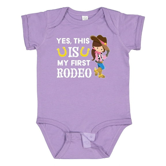 Inktastic Yes, this IS my First Rodeo- cowgirl in hat and boots Girls Baby Bodysuit