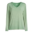 thumbnail image 5 of Time and Tru Women's Washed V-Neck T-Shirt with Long Sleeves, Sizes XS-XXXL, 5 of 5