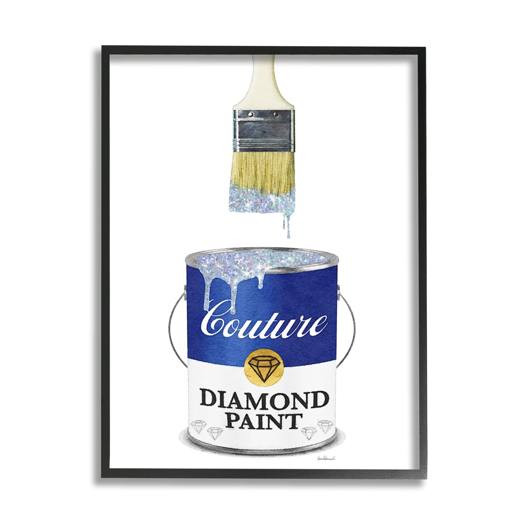 Stupell Industries Glam Bold Blue Diamond P. Can Fashion Brush, 11 x 14, Design by Amanda Greenwood