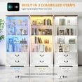 thumbnail image 4 of FREDEES Display Cabinet with Glass Doors,67" Adjustable Display Shelf with 2 Drawers and 4 Tier Curio Cabinet,Tall Bookcase with 3 Color Lights and Human Body Sensor for Toys,Books（White）, 4 of 7