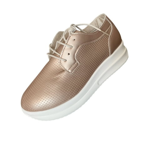 

Lyinloo Casual Low-top Lace-up Women s Thick-soled Inner High-rise Single Shoes Pink 36