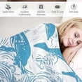 thumbnail image 3 of Chilfamy Dolphins Generative Art Blue and White Print Throw Blanket for Bed, Couch, Car - Soft Blanket for Kids and Adults - All Seasons Blanket with Excellent Hand Feel 60x80in, 3 of 6