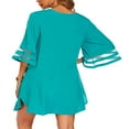 thumbnail image 4 of Robe de Plage d'Été en Chiffon Crochet Col en V Boutonnée pour Femmes Vert TG, 4 of 4