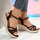 thumbnail image 4 of Amzcrzy Zapatos de mujer,Zapatos de mujer,Zapatillas de mujer, Sandalias de cuña con punta abierta informales de verano para mujer, sandalias de plataforma romanas de playa de color liso Sandalias Mu, 4 of 7