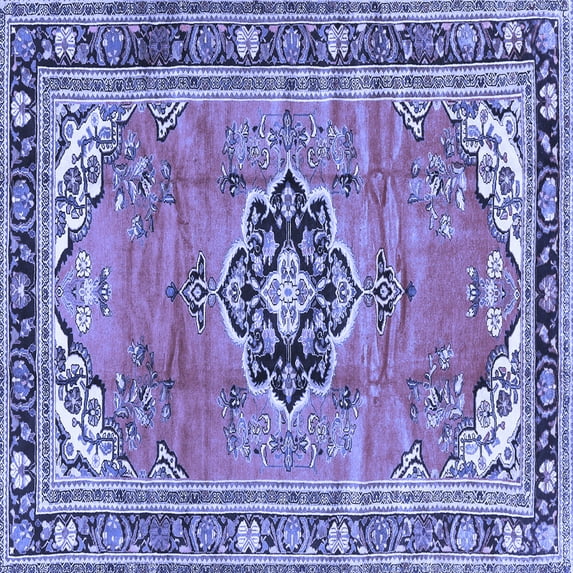 Ahgly Company Machine Washable Indoor Square Persian Blue Traditional Area Rugs, 3' Square