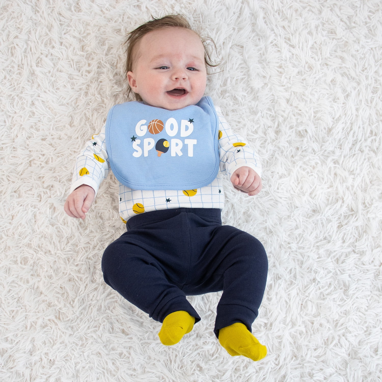 The Peanutshell Baby Boy Clothes, Good Sport Baby Clothes Set with Baby Socks and Bibs, 0-3 Months, 23-Piece