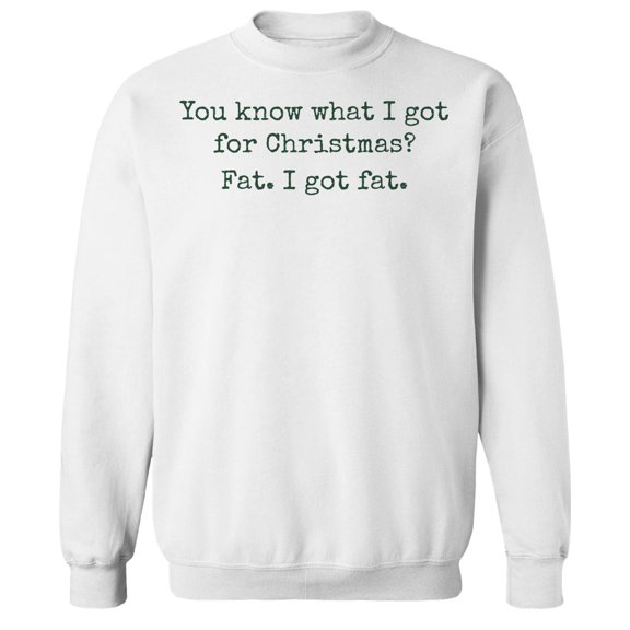 Haywood & Main I Got Fat For Christmas Graphic White Men's Cotton Pullover Sweatshirt