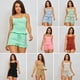 thumbnail image 4 of Pijama de mujer sexy con tirantes y pantalones cortos, pijama de dos piezas, traje de mujer de color liso a rayas, ropa de casa, pijama, 4 of 5