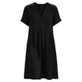 thumbnail image 6 of Ayolanni Solid Dresses for Women 2026 V Neck Short Sleeve A-Line Midi Dress Cotton Vacation Dressy Flowy Dress with Pockets Black L, 6 of 9