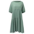 thumbnail image 4 of Sngxgn Womens Fall Spring Deep V Neck Ruffle Long Sleeve Print Mini Dress(Green,M), 4 of 4