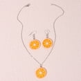 thumbnail image 2 of Ensemble Collier et Boucles d'Oreilles Pendentif Tranche de Citron Collier avec Boucles d'Oreilles Assorties Ensemble de Bijoux de Festival Carnaval Performance pour Femmes, 2 of 7