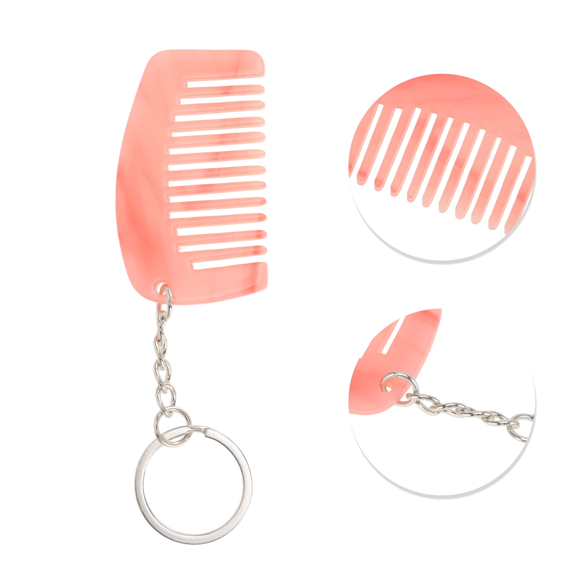 Unique Bargains 1 Pc Durable Mini Keychain Hair Comb for All Hair Types Styles Pink