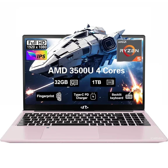 15.6"FHD-Business-Laptop Windows 11 AMD R5 3500U Processor Backlit Keyboard Fast Charging Fingerprint 16GB RAM 1TB SSD Stylish Practical Laptop for Work Study Life 1 Years Warranty Blue