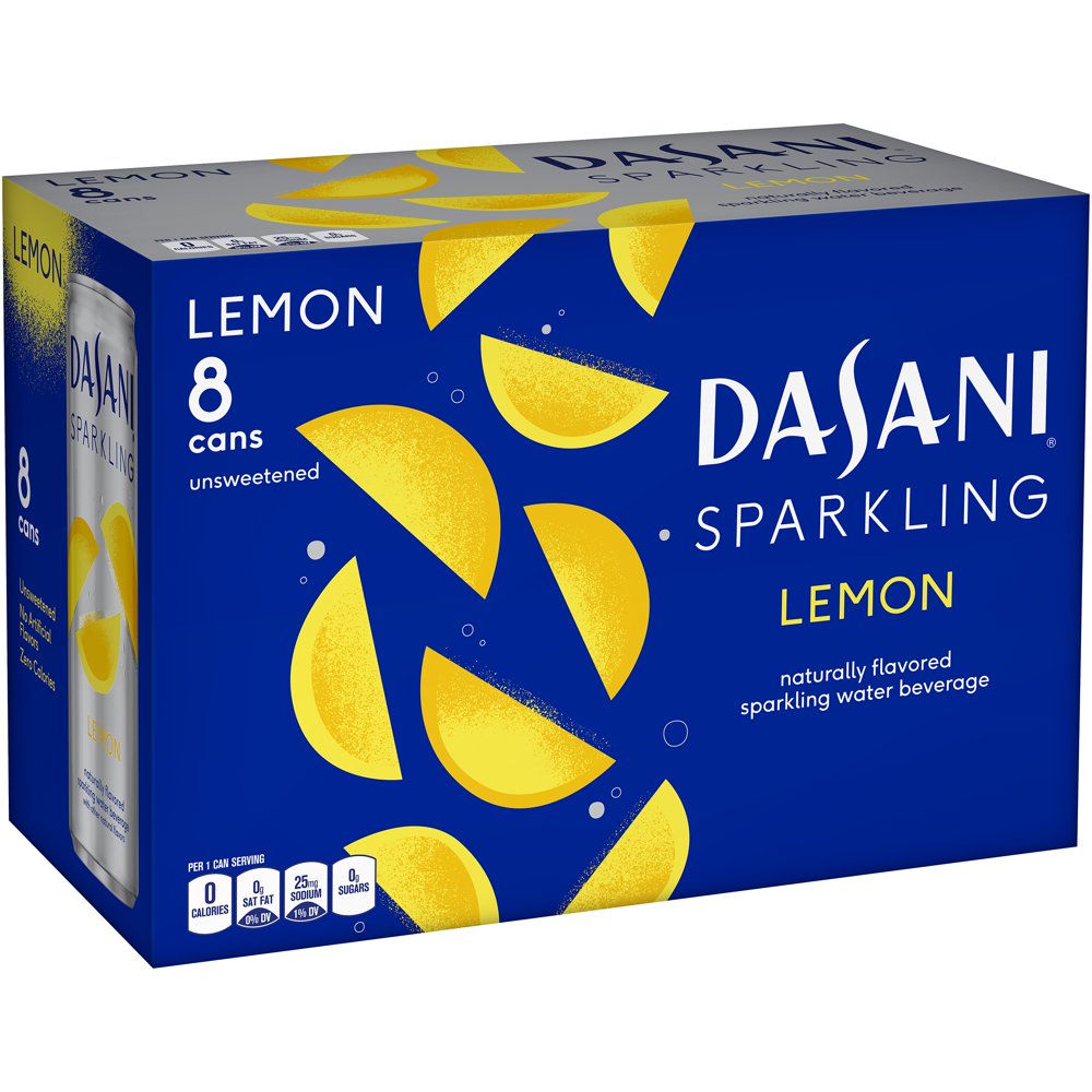 Dasani Sparkling Water, Lemon, 12 Fl Oz, 8 Count