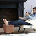 thumbnail image 4 of QuellQuest 24'' Storage Ottoman Bench, Tufted Footrest Lift Top Pouffe Rectangular Ottoman with 40L Inner Space Load up to 660 lb, Small Upholstered Ottoman Footrest for Livingroom (Linen Coffee), 4 of 19