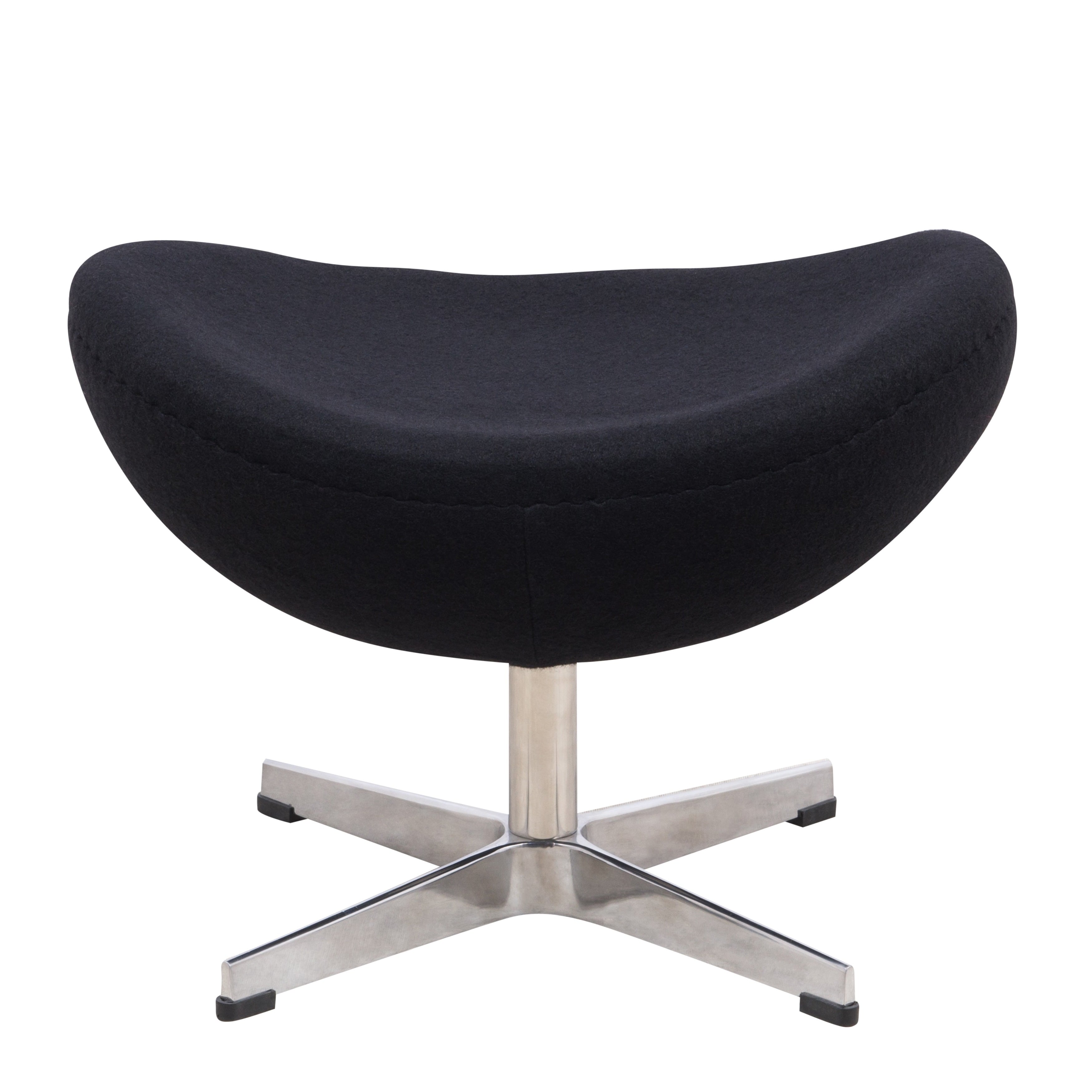 LeisureMod Black Modern Modena Black Wool Egg Chair Ottoman Walmart