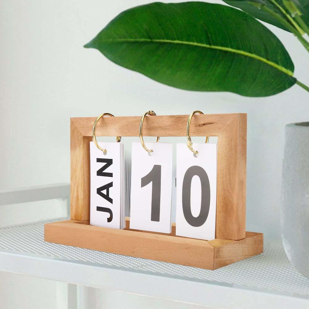 Mgaxyff Ornament Flip, Decoration Flip Calendar,Simple Style Wooden