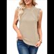 thumbnail image 1 of Suéter Sin Mangas para Mujer, Cuello Alto, Punto , Flecos, Mangas , Estilo Bohemio, Moderno, Caqui, XL, 1 of 10