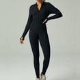 thumbnail image 4 of Bowake Women's Ribbed Long Sleeve Zip Front Jumpsuit, Black, 4 of 4