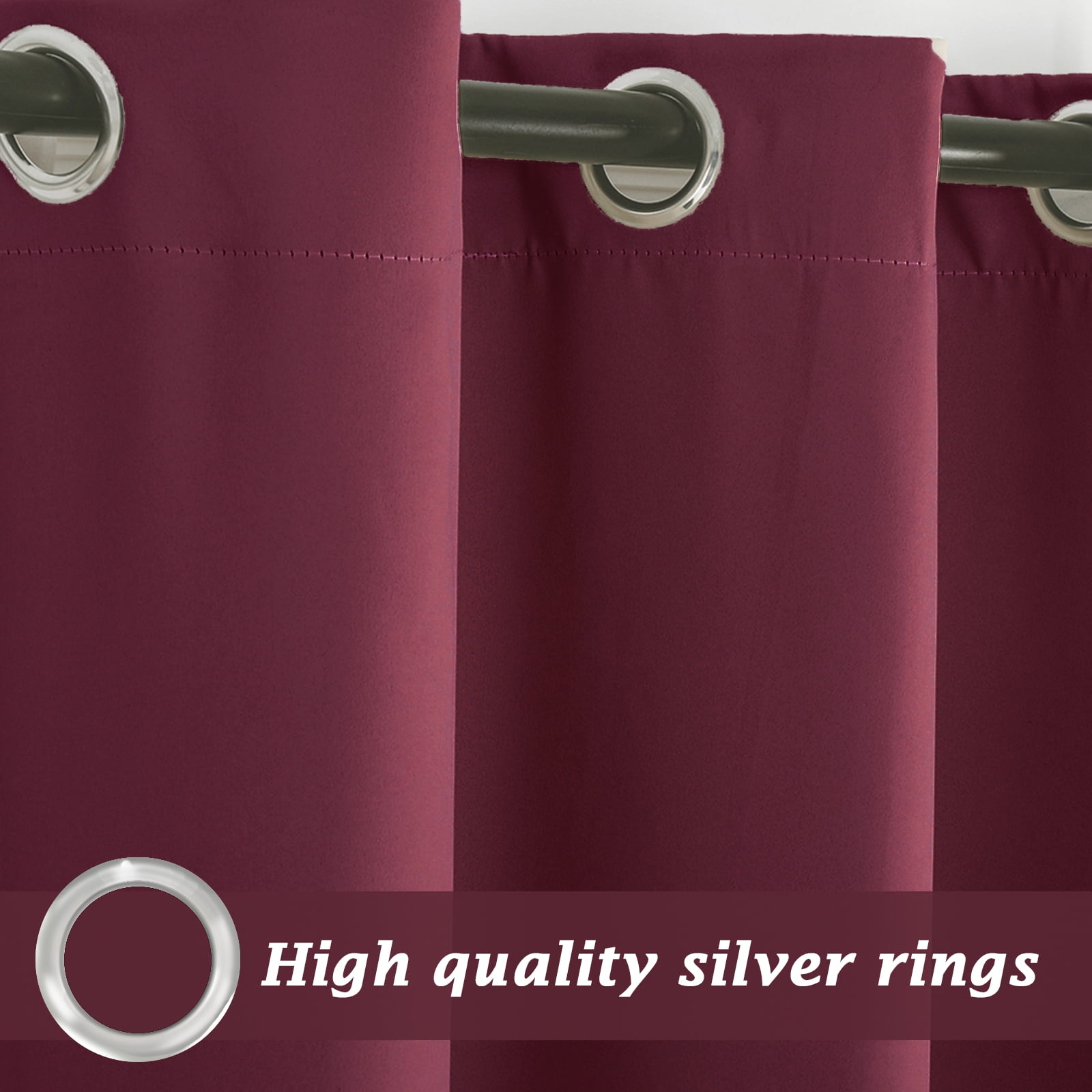 (2 Panel) SHANNA Outdoor Curtains for Patio Waterproof Cabana Grommet Curtain Panels, Burgundy, 52 x 94 inch, Set of 2