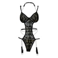thumbnail image 5 of Gibobby Tangas de mujer sexy para sexo Mujeres Sexy malla de encaje Floral bordado liga ligada Teddy Body con pierna anillo mujer Lencería ropa interior(Negro XL), 5 of 5