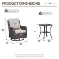thumbnail image 2 of Giantfurnni 3 Piece Wicker Swivel Rocking Patio Chair Set, 2 High Back Rattan Rockers with Side Table for Porch & Backyard, 2 of 9