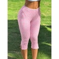 thumbnail image 3 of Women's Red Plaid Knit Elastic Leggings, 3 of 10