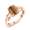 thumbnail image 2 of Gem Stone King 1.50 Ct Oval Brown Tiger Eye 18K Rose Gold Plated Silver Ring, 2 of 4